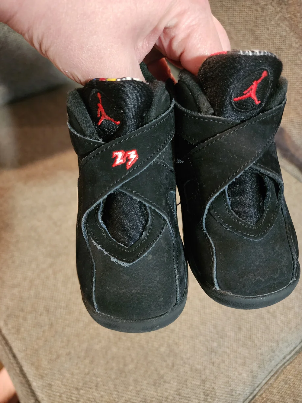 Nike Air Jordan 8 Retro Black and Red High-Top Sneaker - Velcro Closure